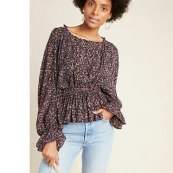 Anthropologie Tops - Anthropologie Nichola Floral Peasant Blouse small